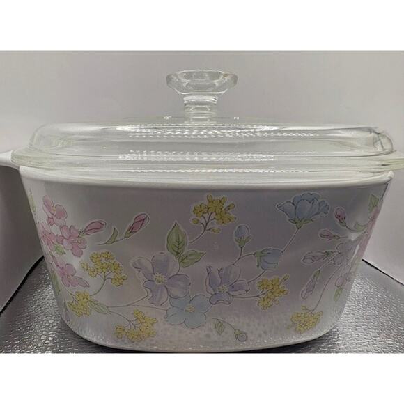 CORNING-WARE Pastel Bouquet 3 Liter Dutch Oven A-3-B with Lid - Picture 4 of 14